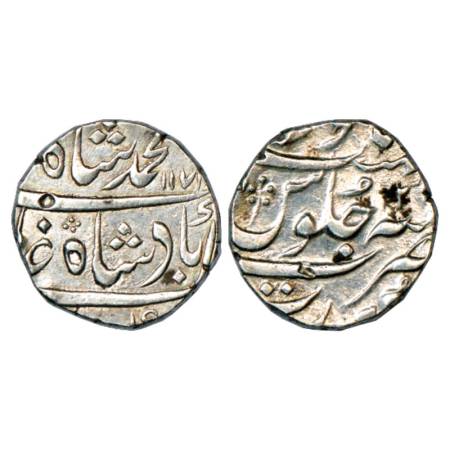 Muhammad Shah (1719-1748 AD), Silver Rupee, Surat Mint, AH 1171 (Error date)/RY 3x, KM 436