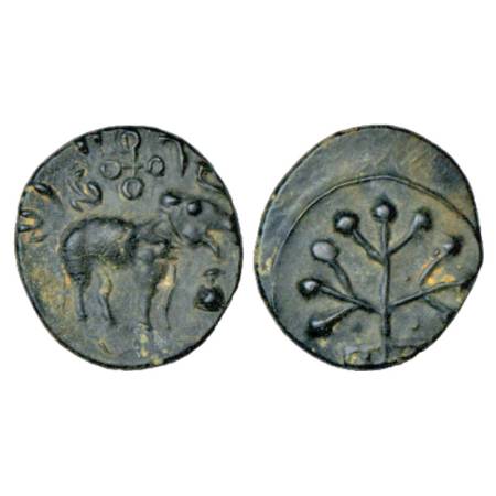 Satavahanas, Arsenical Copper 'elephant' type coin of Gotamiputa Siri Satakani (c. 50-80 A