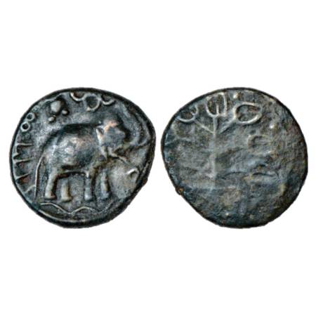 Satavahanas, Arsenical Copper 'elephant'-type coin of Kochhiputa Siri Satakani (c. 50-30 B
