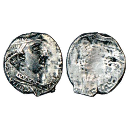Western Kshatrapas, Kshaharata Dynasty, obverse brockage (Lakhi) of Nahapana (c. 33-78 AD)