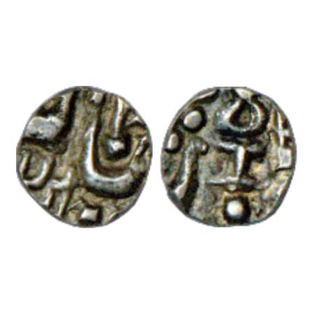 Datia, 'Gaja Sahi' series, Silver 1/16 Rupee, 0.69g. ND/RY visible. Very Fine+, Very Rare.