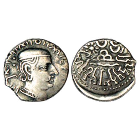 Western Kshatrapas, Karddamaka dynasty, Silver Drachm of Rudrasimha I as Kshatrapa, (c. 18