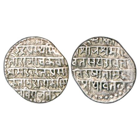 Indore, Jaswant Rao (1798-1811 AD), Silver Nazarana Rupee, SE 1728, Sanskrit legend both s