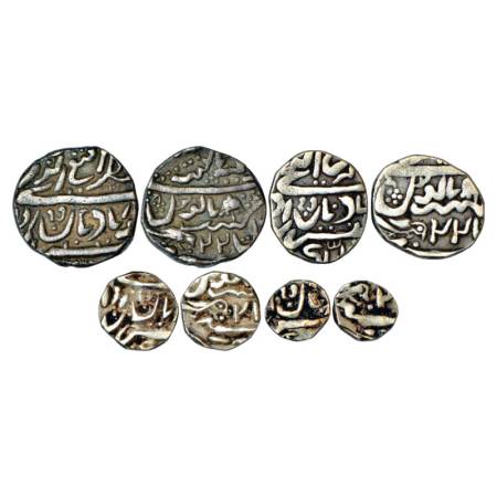 Jaisalmer, Ranjit Singh (1846-1864 AD), Set of 4 Silver Coins, 1 Rupee, ½ Rupee, ¼ Rupee &