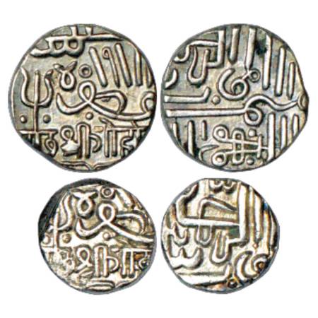 Kutch, Gohodaji II (1761-1779 AD), Silver Kori and ½ Kori, Muzaffar Shah type, Frozen AH 9