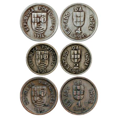 Portuguese India (Republic of Portugal) (3), Cupro-Nickel and Bronze, 4 Tangas, 2 Tangas a