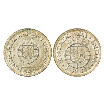 Portuguese India (Republic of Portugal), Silver Rupee, AD 1947, KM 27. Extremely Fine, Ver
