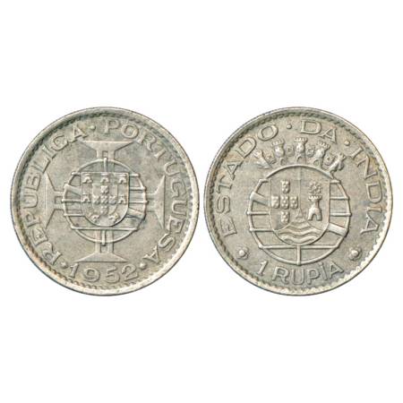 Portuguese India (Republic of Portugal), Copper-Nickel Rupee, AD 1952, KM 29. Very Fine, S