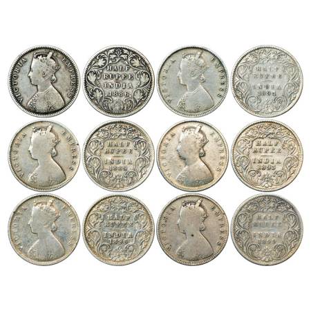 Victoria Empress, Silver ½ Rupee (6), 2x Bombay Mint, 1886, A/II/'B' raised, 1894, A/I/'B'