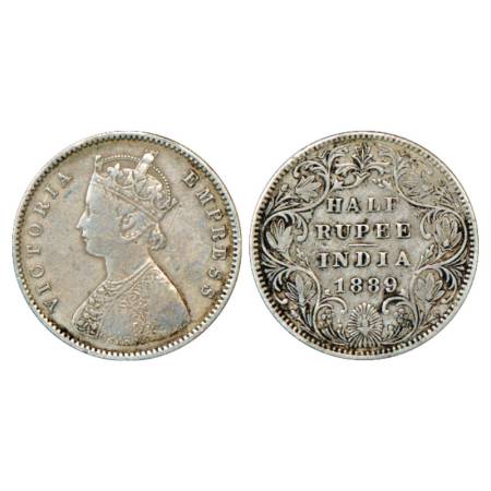 Victoria Empress, Silver ½ Rupee, 1889, Bombay Mint, A/II/'B' raised, PR 299. Very Fine, S