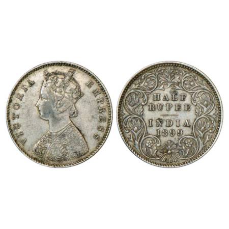 Victoria Empress, Silver ½ Rupee, 1899, Calcutta Mint, A/I/'C' incused, PR 282, GK 663. Ve