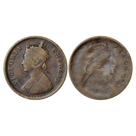 Victoria Empress, Copper ¼ Anna, Lakhi (Brockage). Very Fine, Very Rare.