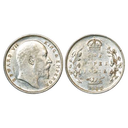 Edward VII, Silver Rupee, 1903, Bombay Mint, PR 199. Uncirculated, Very Scarce.