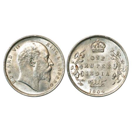 Edward VII, Silver Rupee, 1904, Calcutta Mint, PR 190. Uncirculated, Very Scarce.