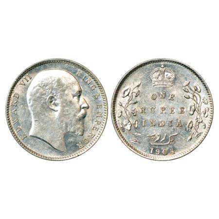 Edward VII, Silver Rupee, 1904, Bombay Mint, PR 200. Uncirculated, Very Scarce.