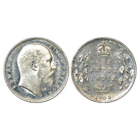 Edward VII, Silver Rupee, 1905, Bombay Mint, PR 201. Uncirculated, Very Scarce.