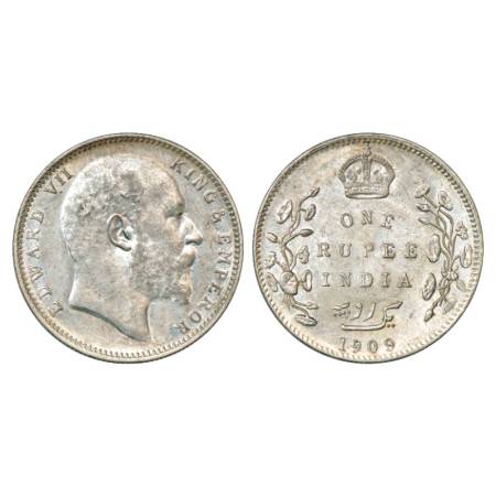 Edward VII, Silver Rupee, 1909, Bombay Mint, PR 205. Uncirculated, Very Scarce.