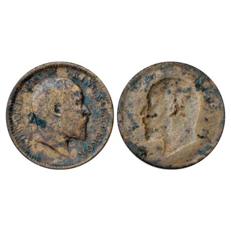 Edward VII, Copper ¼ Anna, Lakhi (Brockage). Very Fine, Very Rare.