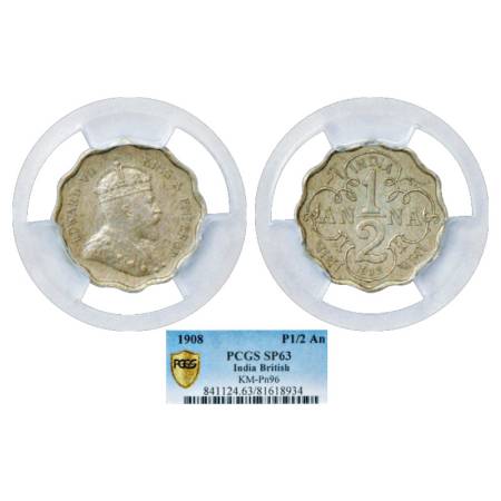Edward VII, Cupro-Nickel Pattern ½ Anna, 1908, Calcutta Mint. Obv: Bare head of the king f