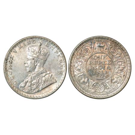 George V, Silver Rupee, 1911, Bombay Mint, PR 217. Uncirculated, Rare.