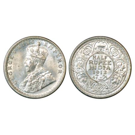 George V, Silver ½ Rupee, 1912, Bombay Mint, PR 336. Brilliant Uncirculated, Very Scarce.