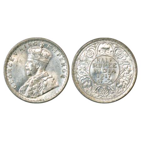 George V, Silver ½ Rupee, 1917, Bombay Mint, PR 341. Brilliant Uncirculated, Very Scarce.