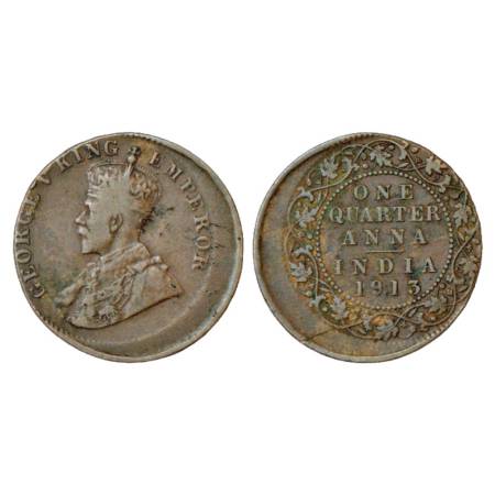George V, Copper ¼ Anna, Error, 1913, Bombay Mint, die-shifted on both side. Very Fine, Ra