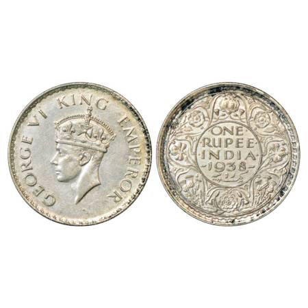 George VI, Silver Rupee, 1938, Bombay Mint, without dot, PR 233. Very Fine+, Very Scarce.