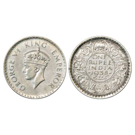 George VI, Silver Rupee, 1938, Bombay Mint, with dot, PR 234. Very Fine, Very Scarce.