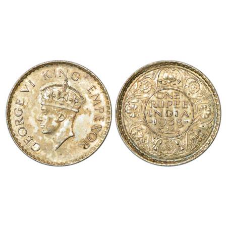 George VI, Silver Rupee, 1938, Bombay Mint, dot, PR 234. Very Fine+, Very Scarce.