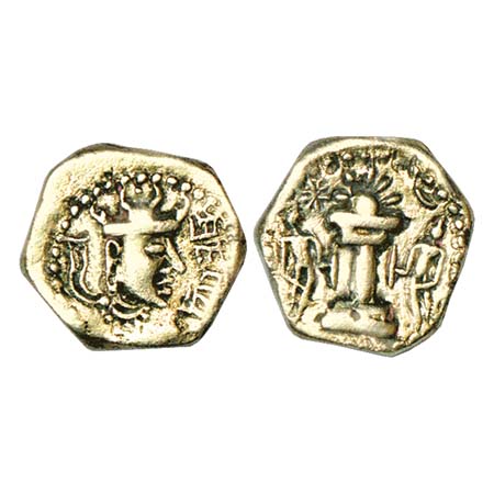Sasanian / Hunnic Empire in Sindh and Western Rajasthan, Base Gold Dinara imitating Sasani