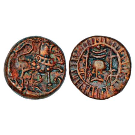 Vishnukundin dynasty of Vengi, Anonymous Copper Coin (c. 500-600 AD), MCSI no.180, 8.56g. 