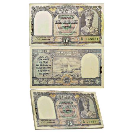 British India, George VI, Half Packet of 10 Rupees (50), ND (1944), signed by C.D. Deshmuk