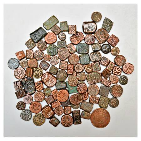 A group of 101 Copper Coins, includes Sultanate, Mughal and State, various rulers, denomin