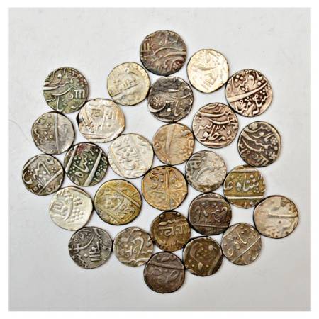 A group of 27 Baroda Silver Rupee, various rulers, dates and types. (27 Coins)