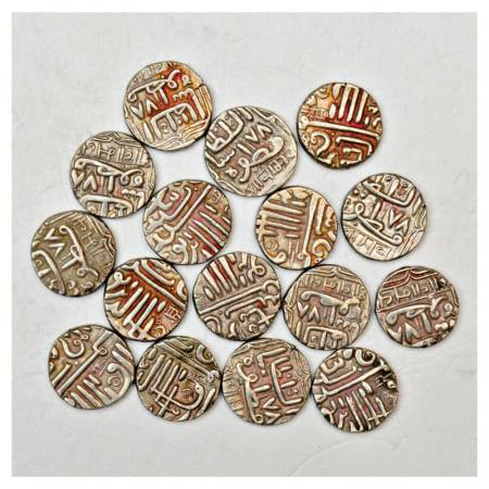 A group of 16 Silver Kori, mostly Nawanagar, various weights. (16 Coins)