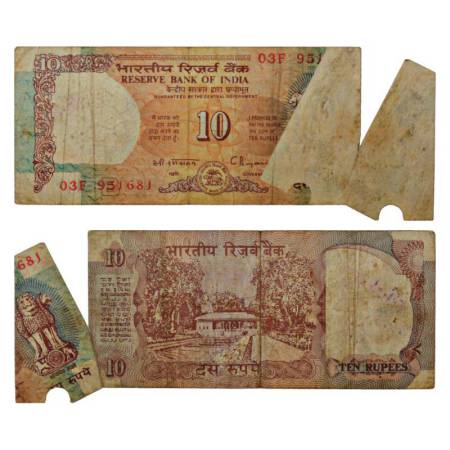 Republic of India, 10 rupees, misprint, signed by C. Rangrajan, inset 'B', serial no.: 03F