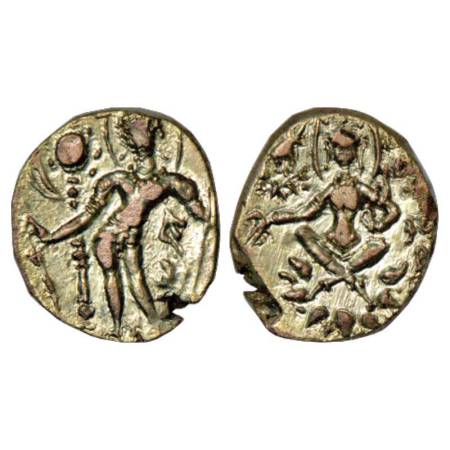 Post-Gupta Bengal, base gold Dinar of Jayanaga (600-650 AD), ECB OTH3.1, var. B, 8.72g. Ob