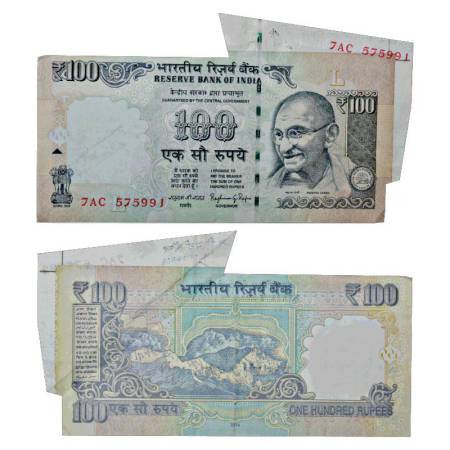 Republic of India, 100 rupees, misprint, 2014, signed by Raghuram G. Rajan, inset 'L', ser