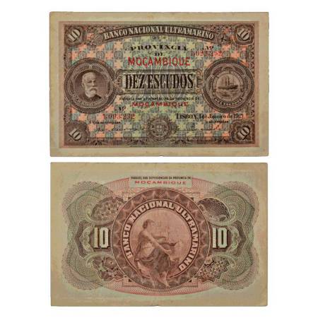 Mozambique, 10 Escudos, lisboa, dated 1st January 1921, serial no.: 1,093,232. Extremely f