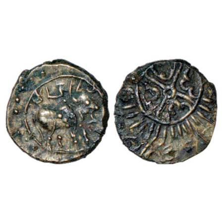 Pallavas of Kanchipuram, potin coin attributed to Mahendravarman I (580-630 AD), Krishnamu