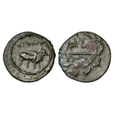 Pallavas of Kanchipuram, potin coin attributed to Mahendravarman I (580-630 AD), Krishnamu