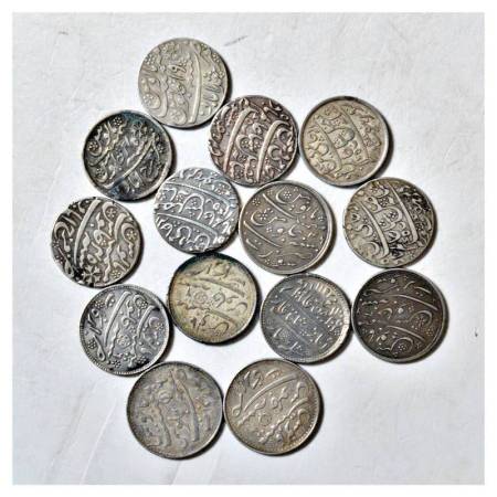 A group of 14 Presidency silver rupee, includes Bengal, Bombay and Madras presidencies, va