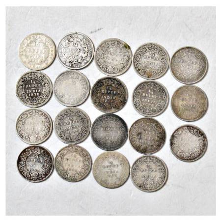 British India, Victoria Queen/Empress, silver ¼ rupee (19), 2x 1840, 1x 1862, 1x 1876, 1x 