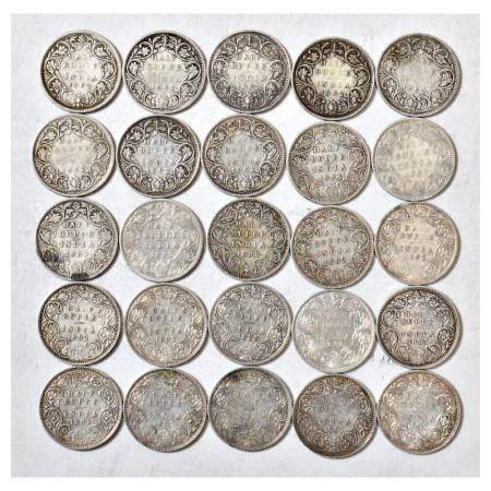 British India, Victoria Queen/Empress, silver ½ rupee (25), includes 8x 1862, 1x 1884, 3x 