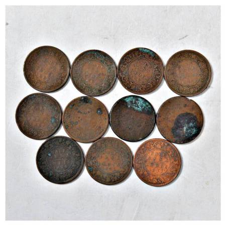 British India, Victoria Queen/Empress, copper ½ anna (11), include dates 8x 1862, 1x 1876 