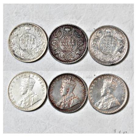 British India, George V, silver rupee (3), 1921, Bombay mint. (3 coins)