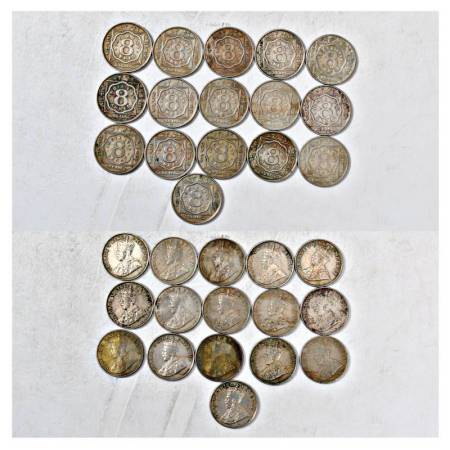 British India, George V, cupro-nickel 8 anna (16), 1919, Calcutta and Bombay mint. (16 coi