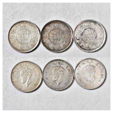 British India, George VI, silver rupee (3), 1938, Bombay mint, with and without dot variet