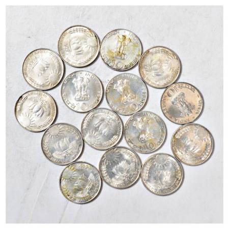 Republic of India, silver 10 rupees (15), 1970, Food for All, Calcutta and Bombay mint. (1